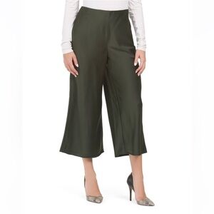RACHEL ZOE Bias Cut Satin High Waist Wide Leg Pants Color Evergreen Size 6 and 8